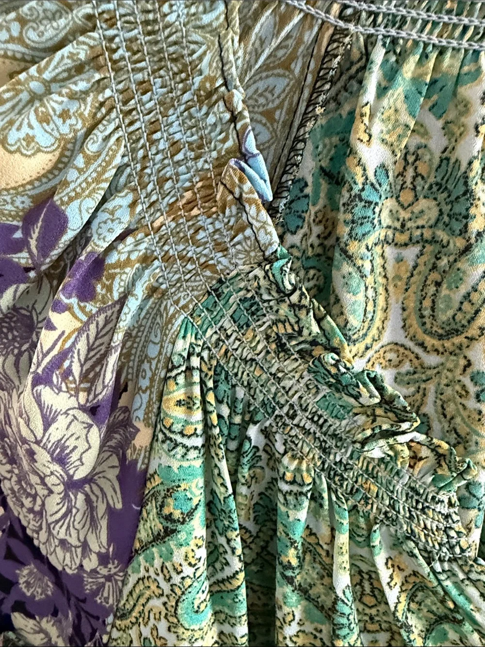 Rose & Olive Green Paisley & Floral Mixed-Print Boho Blouse - Picture 5 of 8